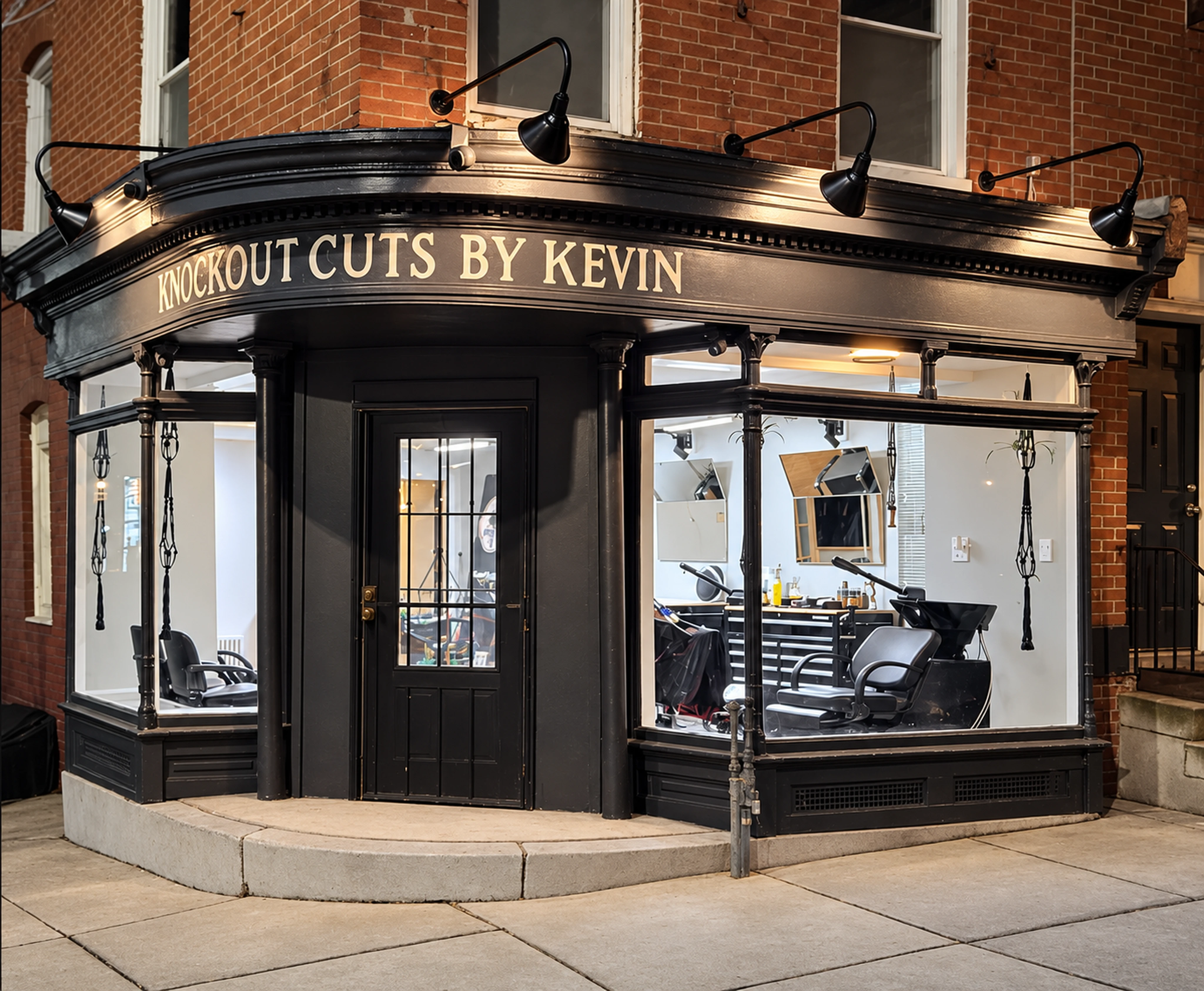 Knockout Cuts by Kevin storefront and corner entrance